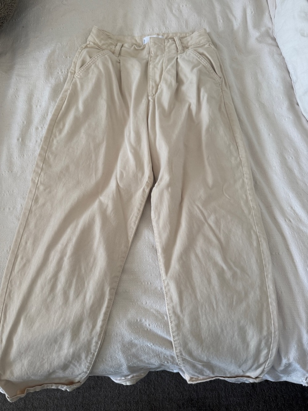 Mango Women's Cream Chinos - Relaxed High-Waist